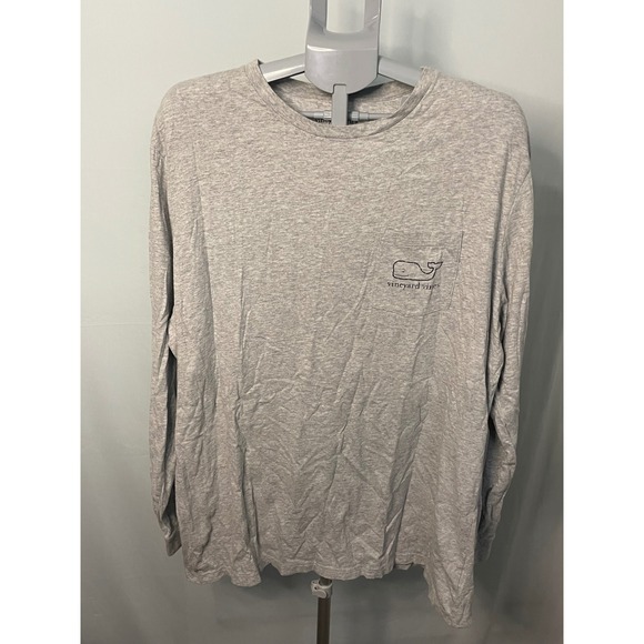 Vineyard Vines XXL Gray Long Sleeve T Shirt Whale Logo Pocket Sleeves - Picture 1 of 7